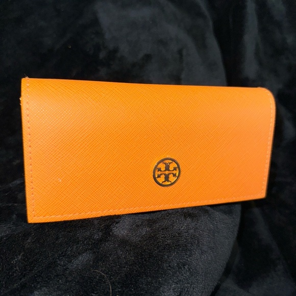 Tory Burch Orange Sunglasses Holder Case CASE ONLY Foldable Secure Case - Picture 2 of 10